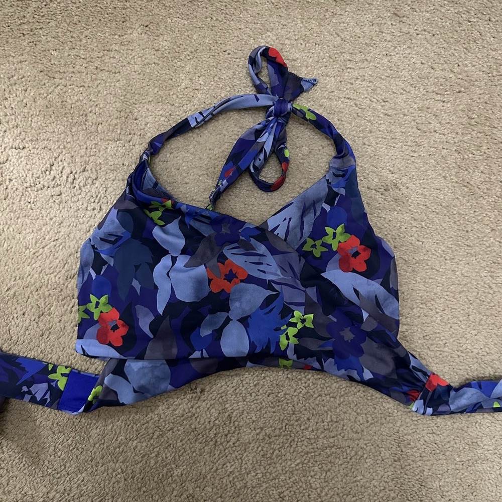 Athleta 32D/DD Twilight‎ Tropic Wrap Halter Bra Cup Bikini Top Swim 535194 S